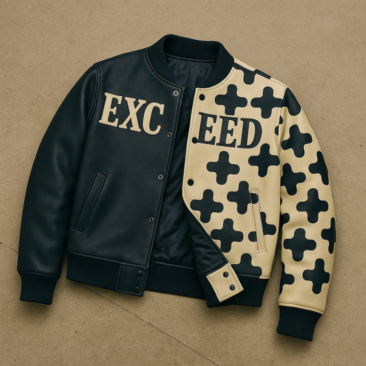 Exceed™ Navy/Bone  100% Leather Jacket